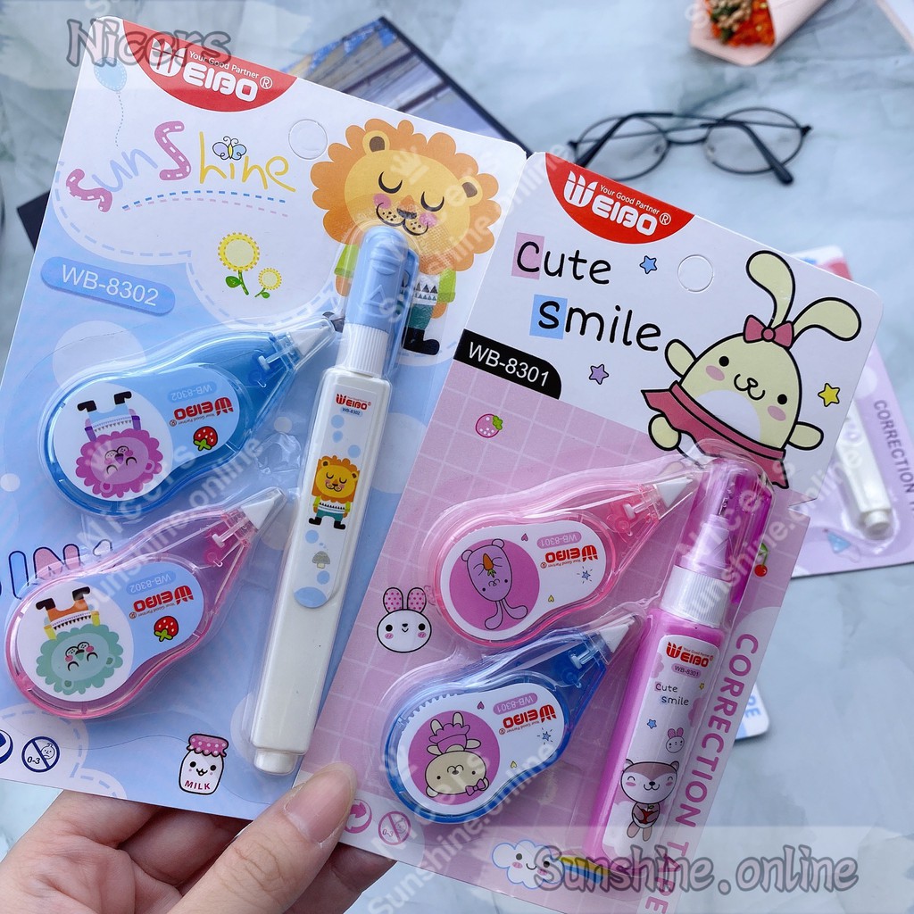 Weibo Cute 2pcs Correction tape & 1pc Correction pen set Shopee Philippines
