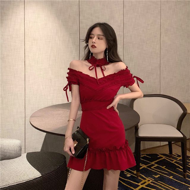 red korean dress