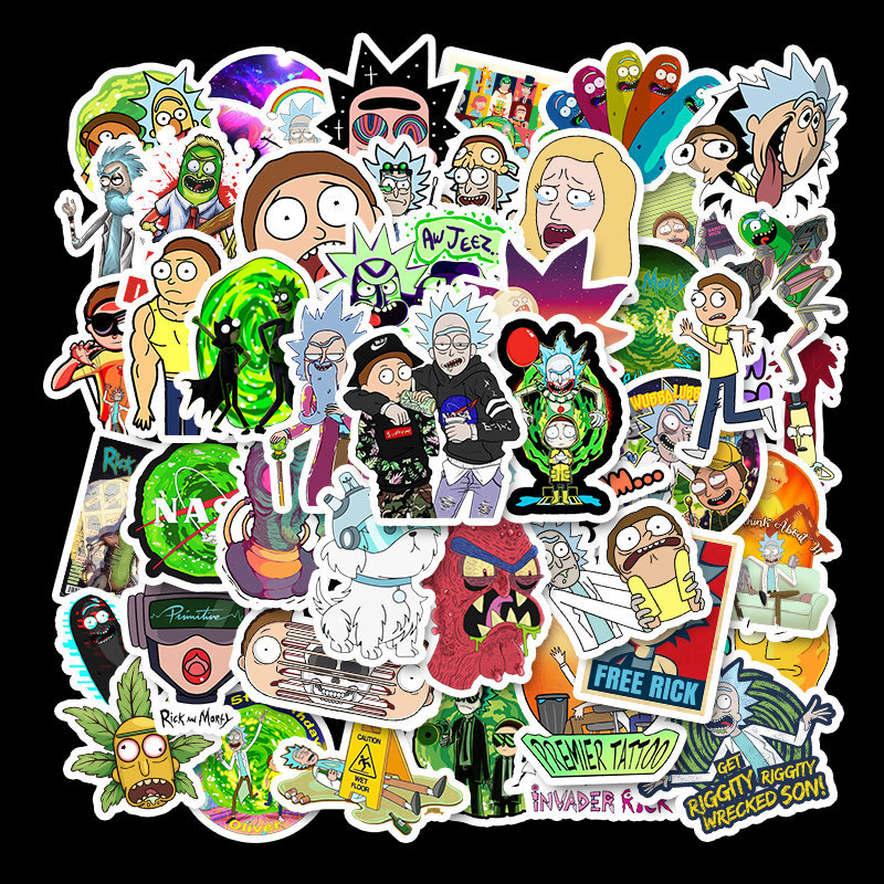 50Pcs Drama Rick And Morty Cartoon Stickers Decal Sticker Skateboard Snowboard 