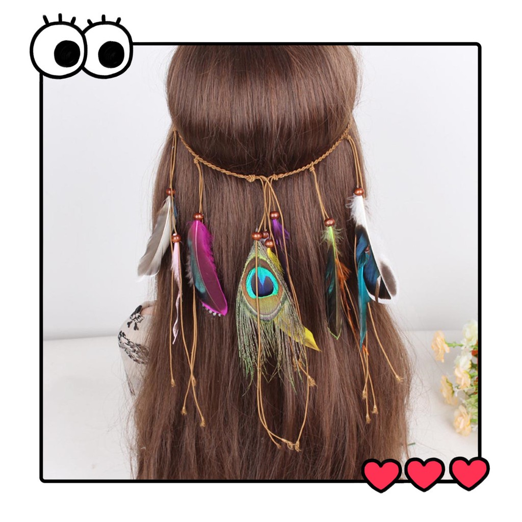 Indian Feather Headband Adjustable Headdress Festival Boho