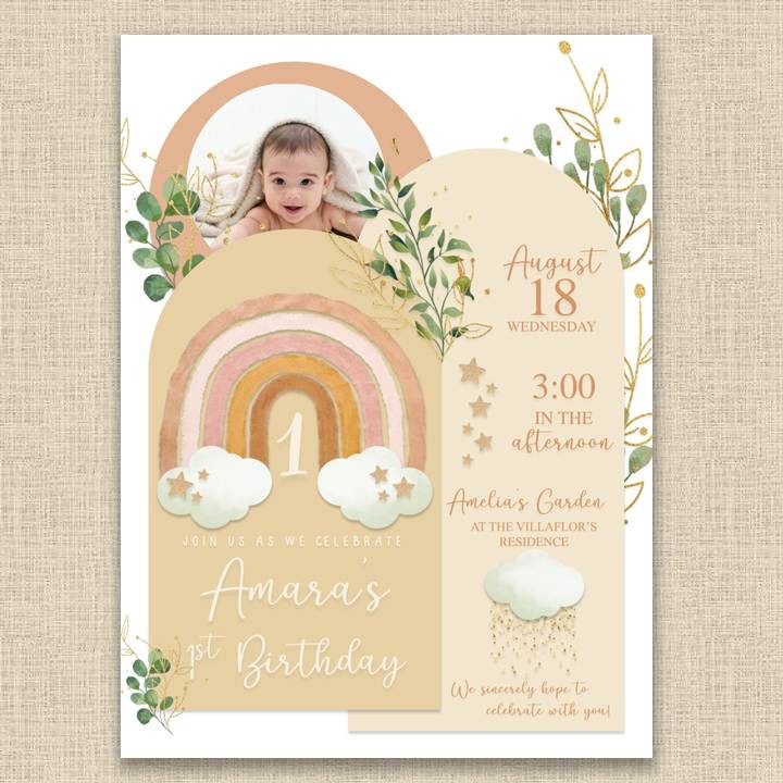 Boho Rainbow Invitation Template Free