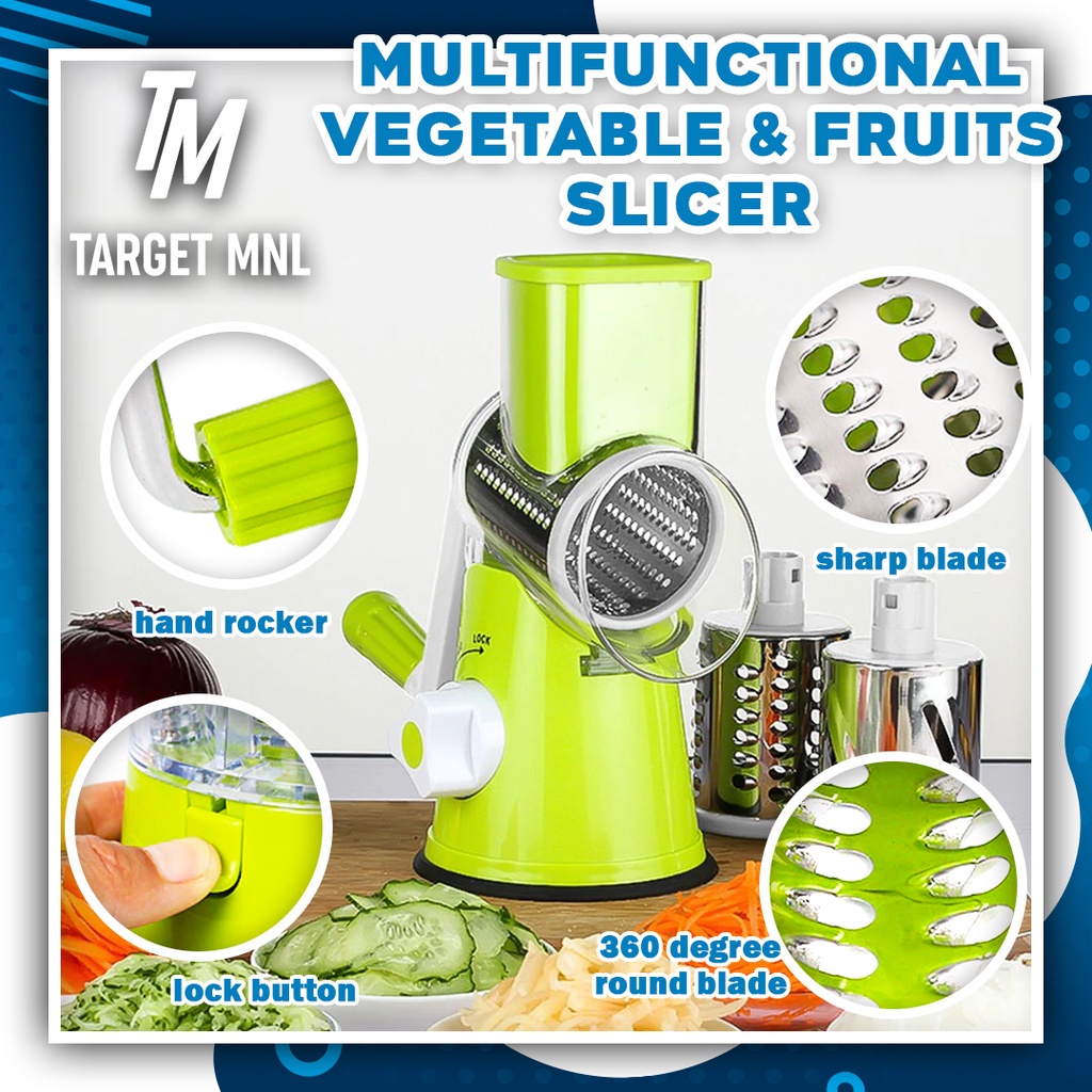 ORIGINAL Home Vegetable Mandoline Slicer Vegetable Fruit Cutter Cheese Shredder Rotary Drum