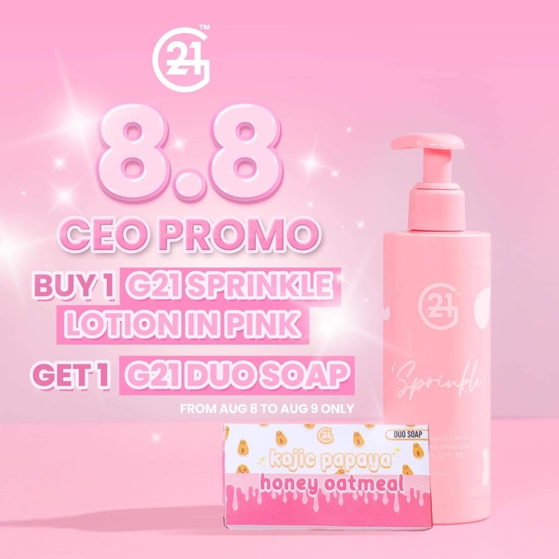 G21 8.8 PROMO PINK SPRINKLE LOTION WITH FREE DUO SOAP Shopee