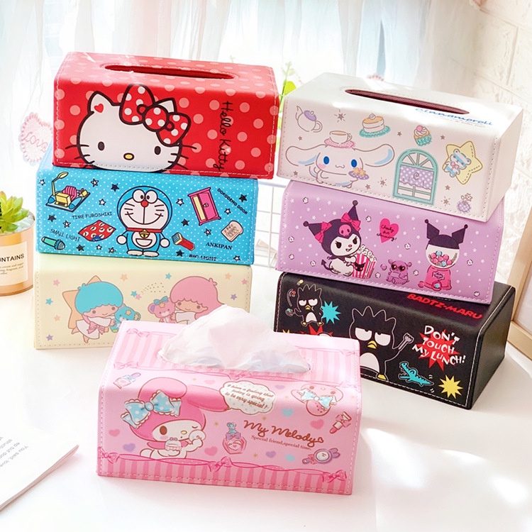 Kt Cat Tissue Box Cinnamoroll Desktop Leather Tissue Box My Melody Cute