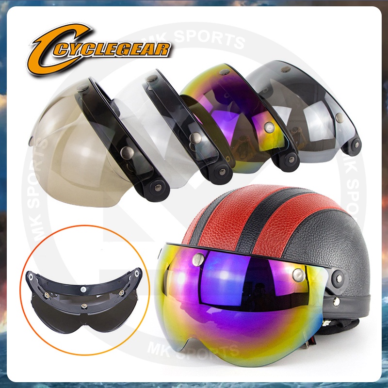 Brown Almencla Open Face Motorcycle Modular Helmet Windscreen 3 Snap Visor Cap Lens Shield for Motorbike Helmets Replacement Part 