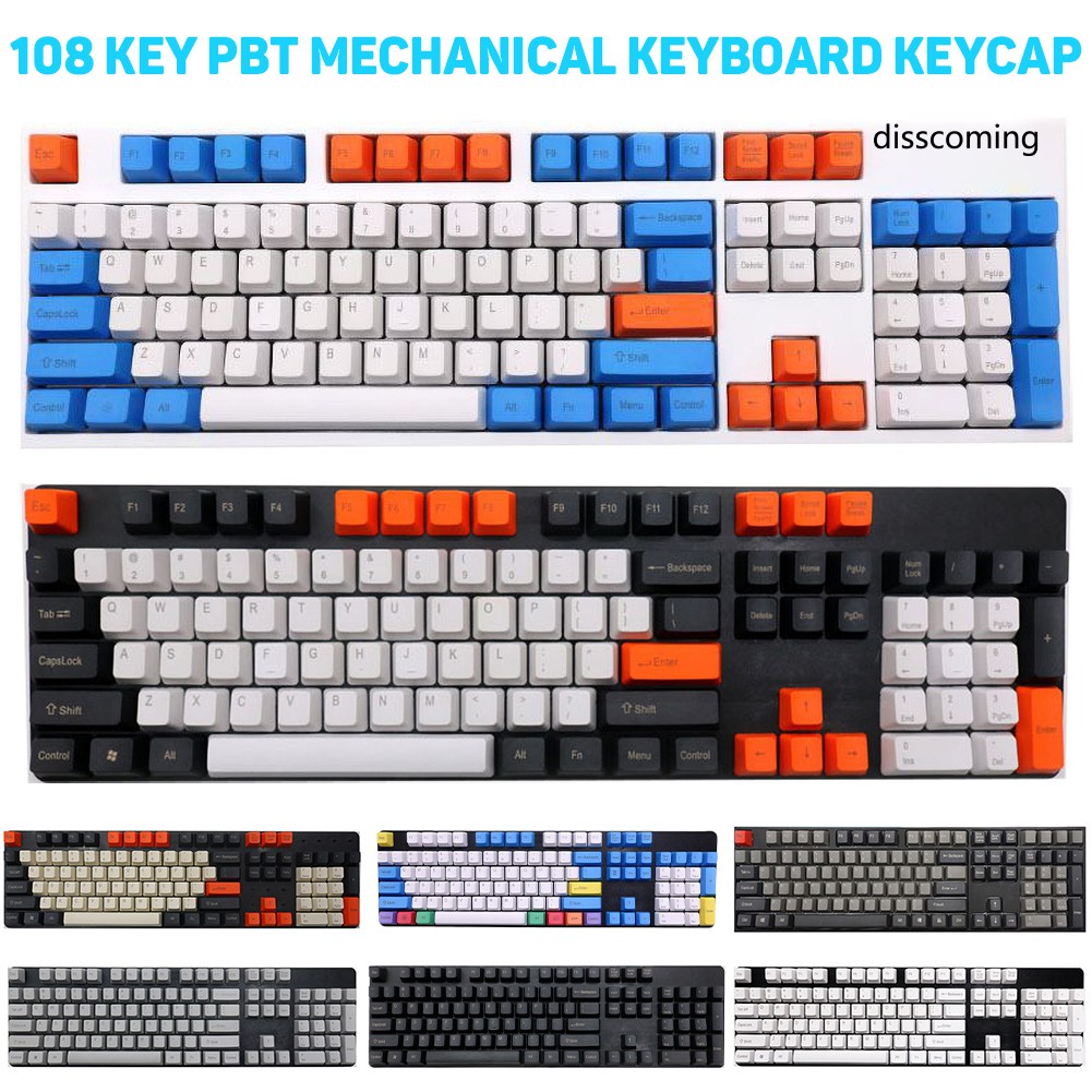 WB108Pcs/Set PBT Color Matching Key Cap Keycaps for Cherry MX