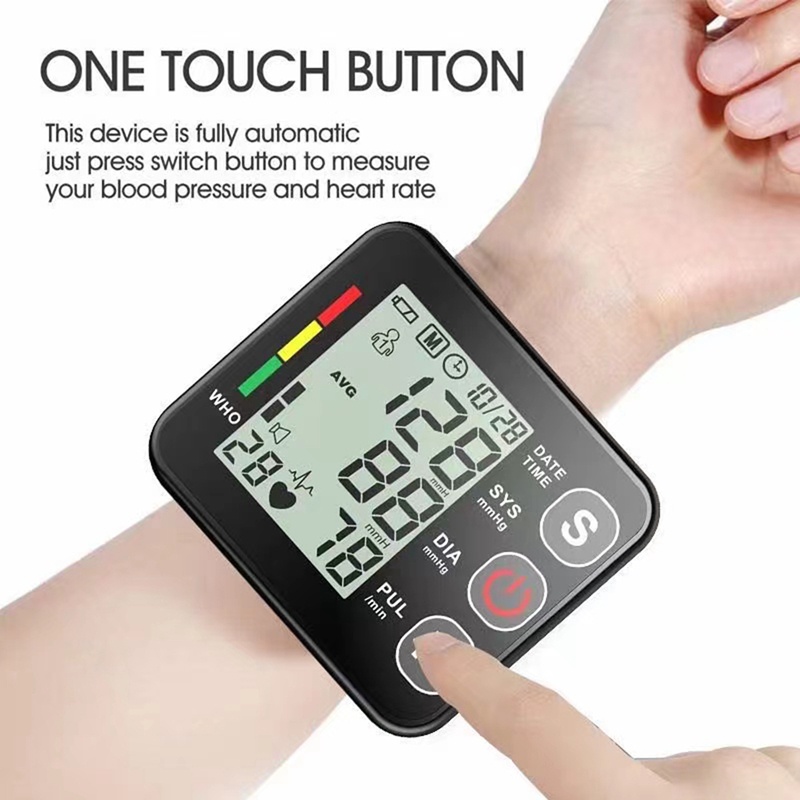 Digital Wrist Blood Pressure Monitor with Large LCD Display-White