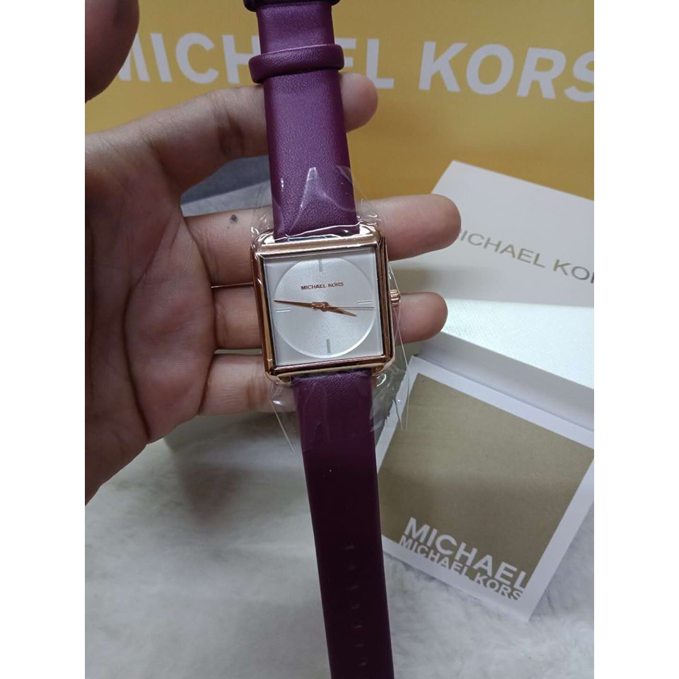 MK SQUARE FACE LEATHER STRAP - MICHAEL KORS WATCH | Shopee Philippines