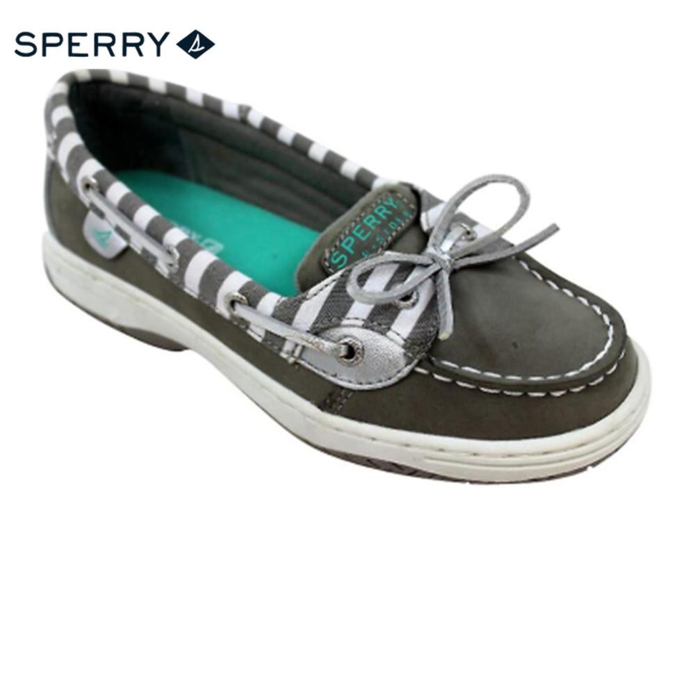 silver sperry shoes