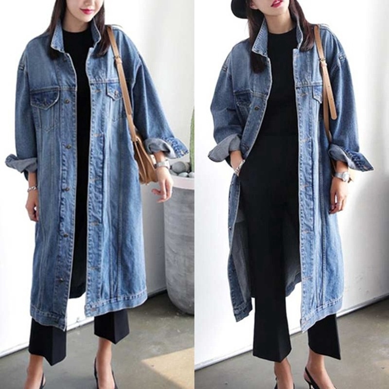 Womens Fashion oversized Long Denim Jean Jacket Boyfriend Style Plus Size L-4XL | Shopee