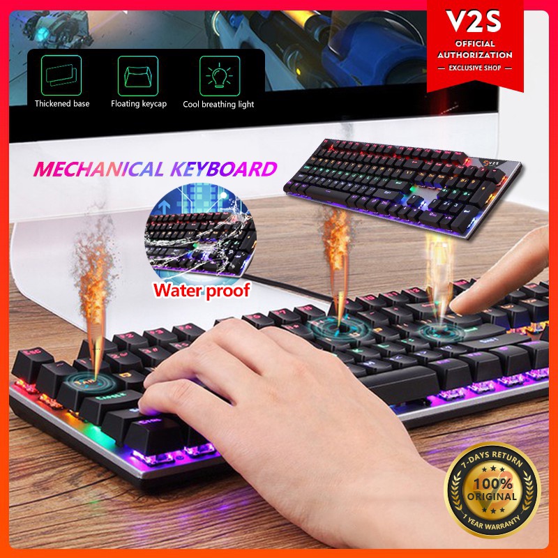 V2S KM300 LED Rainbow RGB Backlight Mechanical Gaming Keyboard and