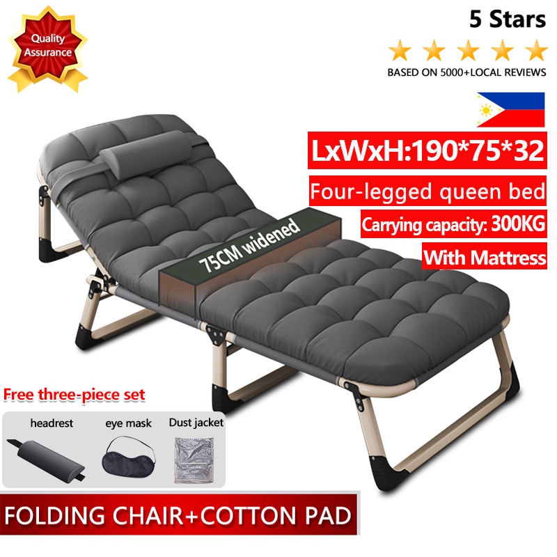 MC&HOME Folding Bed Single Bed Reclining Chair Oxford Cloth 300kg Load