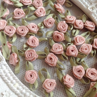 100Pcs Mini Rose Flowers Heads Patch Make Satin Appliques Handmade DIY Sewing Crafts For Wedding Decoration Accessories