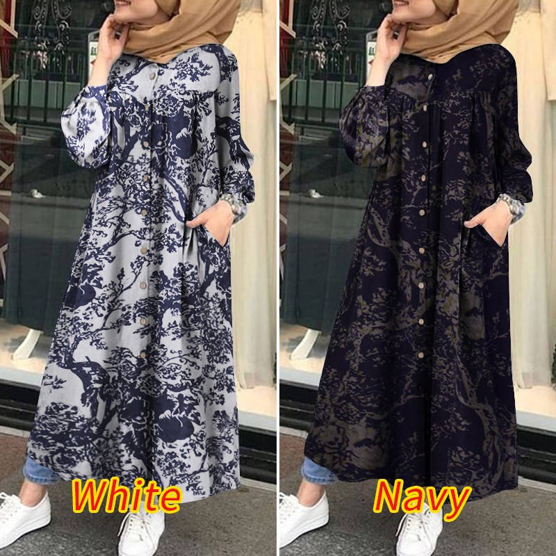 long dress with buttons down the front
