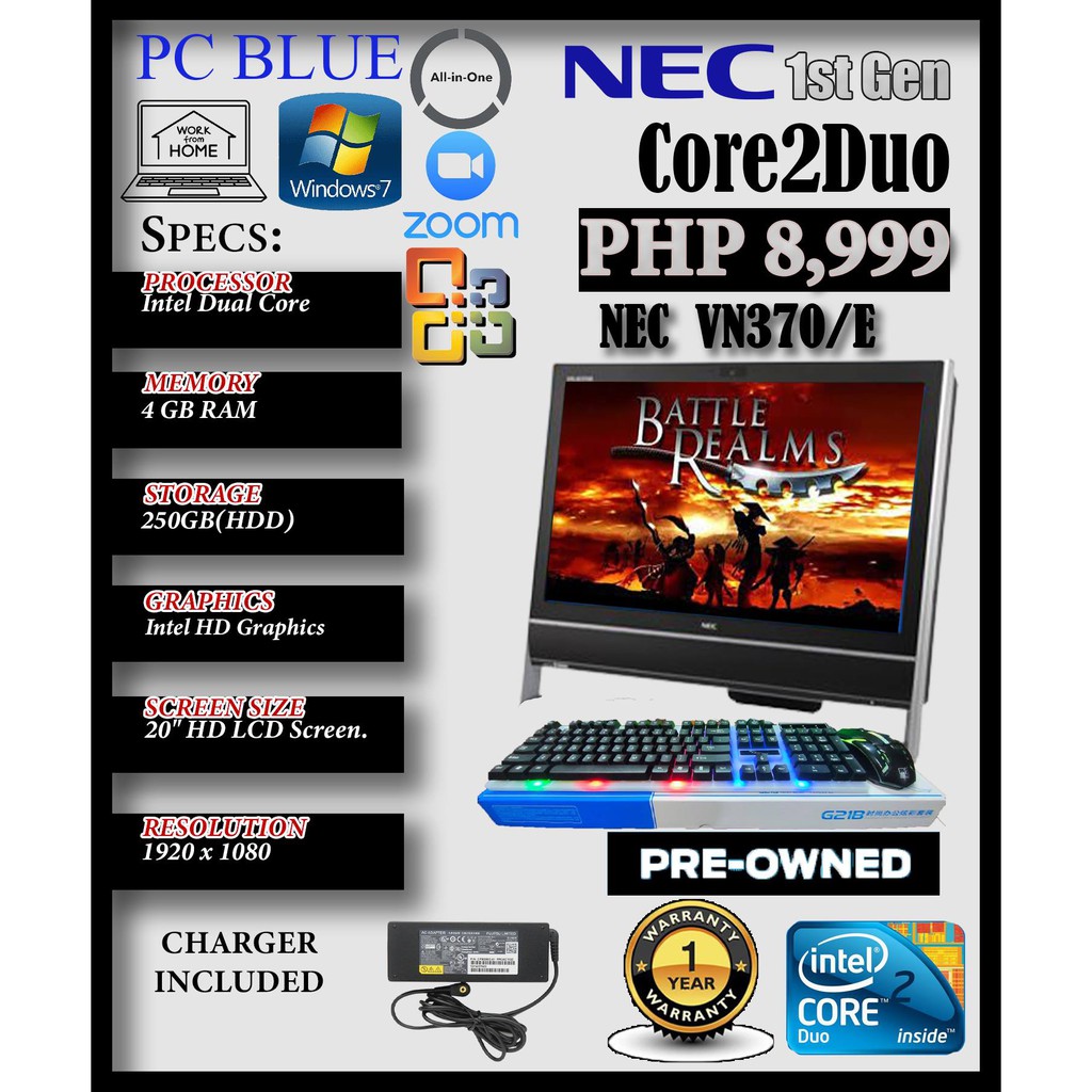 Nec Vn370 E 1st Gen Intel Core 2 Duo 250gb Hdd All In One Dekstop Pc Shopee Philippines