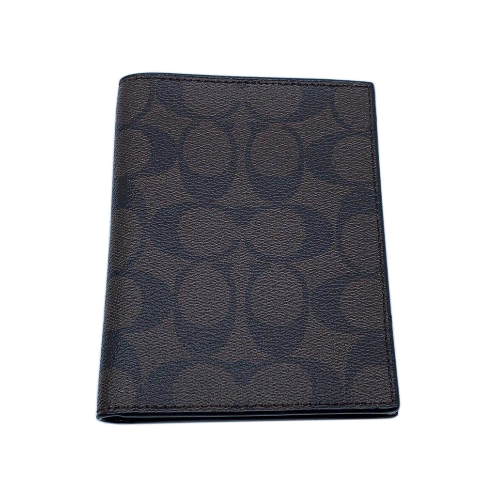 COACH Men Passport Case in Signature Leather (Mahogany/Black) Shopee