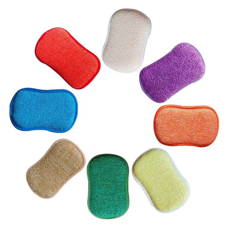 DualSided Microfiber Scrubbing Sponge Pads/Dish Safe/Washable 6