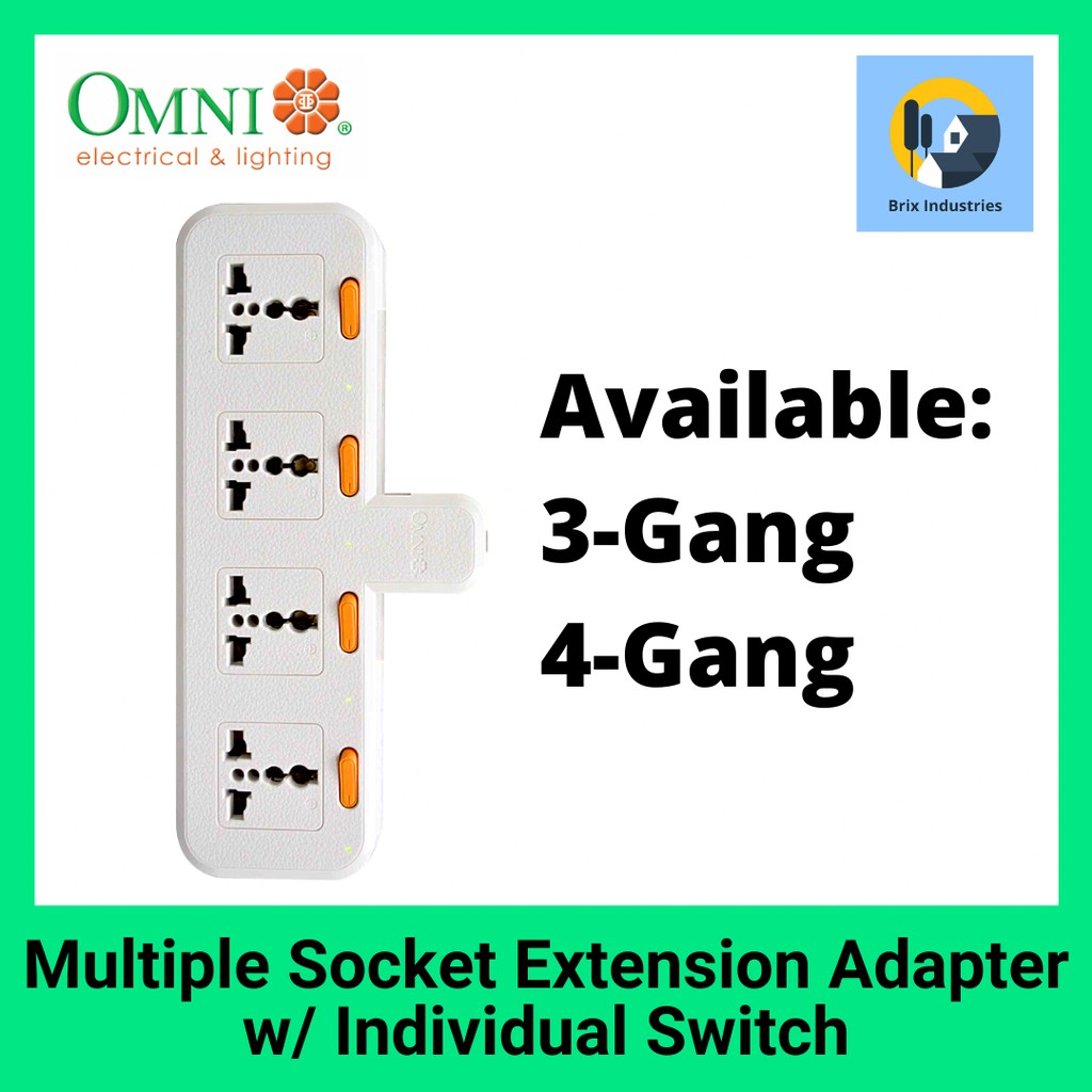 Omni 3 Gang 4 Gang Multiple Socket Extension Universal Adapter with
