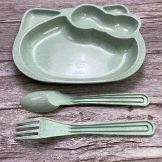 mini plate 3 Pcs per Set baby kids cute Baby Plate Spoon fork Eating Tableware Set #6