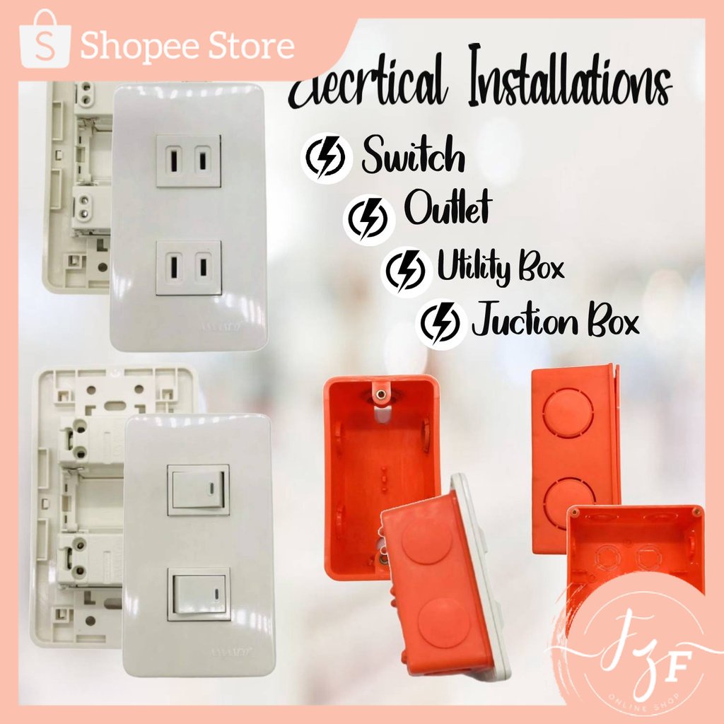FZFUniversal Electrical Regular Outlet, Switch with Plate, Junction Box