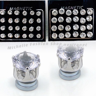[12pair]Magnetic Zircon Diamond Earring No Piercing Clip on Ear Stud Unisex Magnet Ear Stud Earring #2