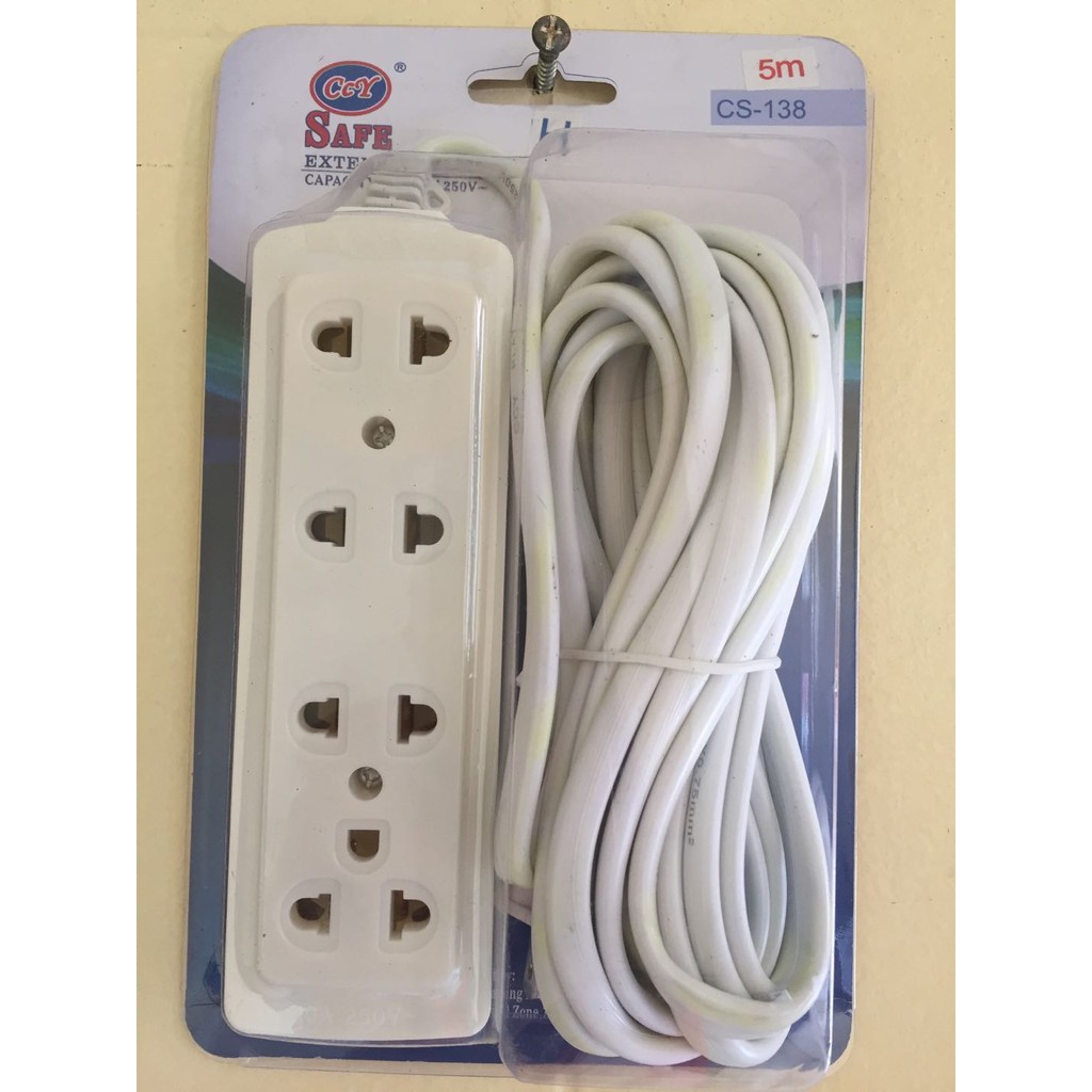 Safe Extension Cord (White5 meters) Shopee Philippines