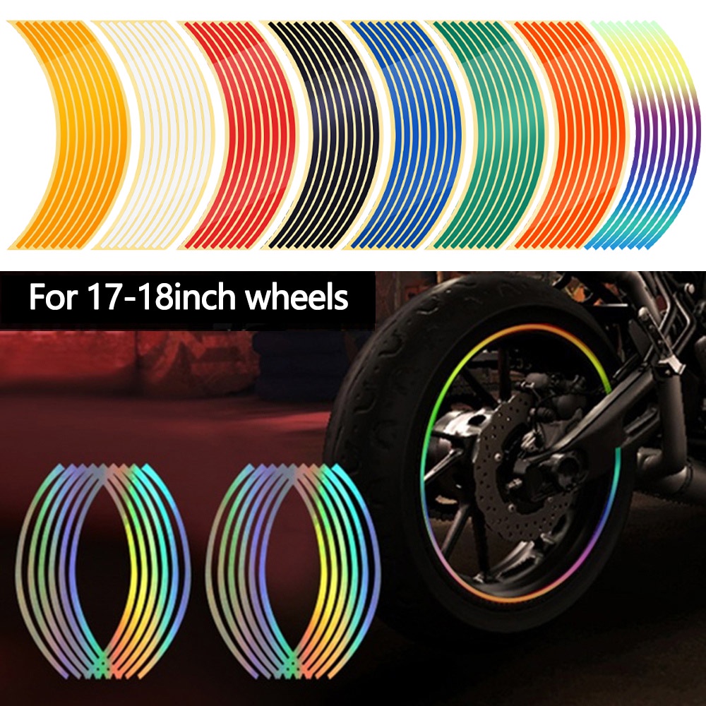 16 Strips for 1718 inch wheel Motorcycle Wheel Sticker Reflective