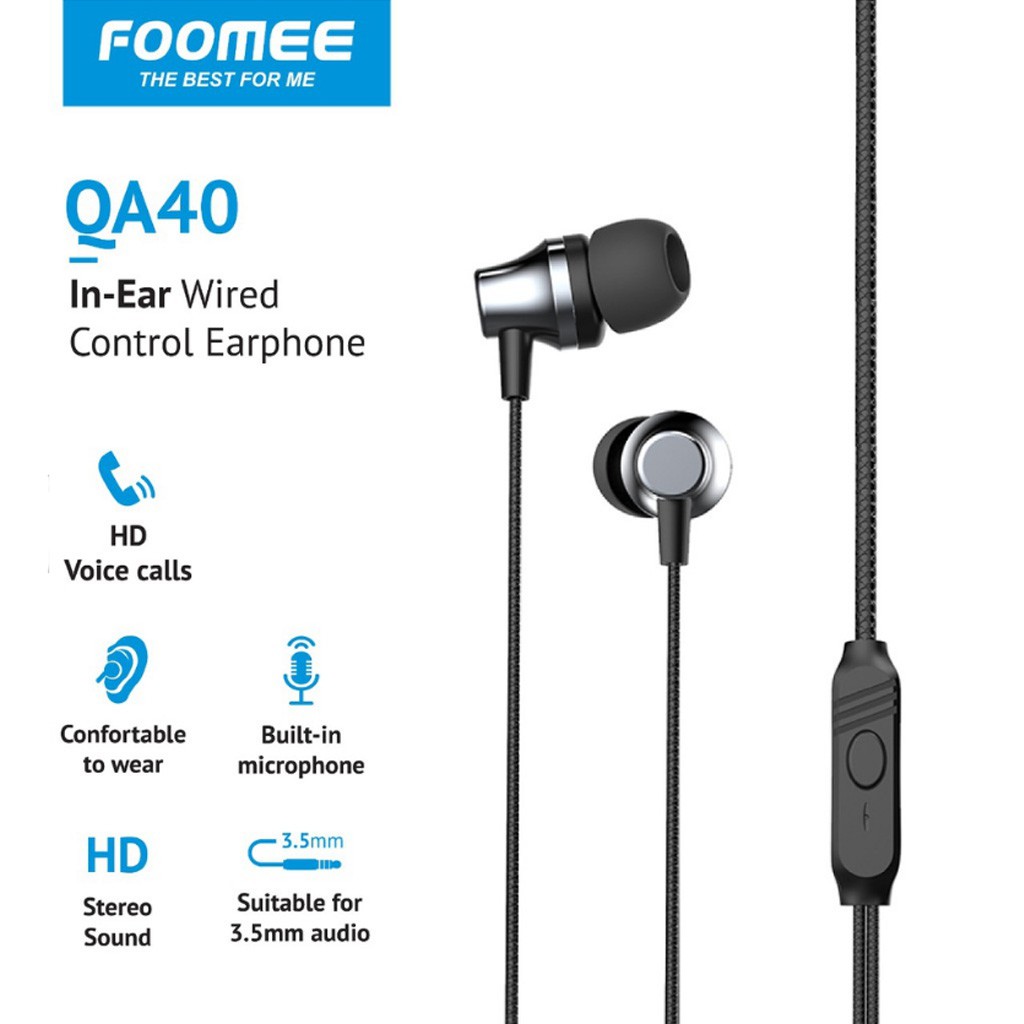 Foomee Qa40 Wired Inear Metal Tarnish Headset Shopee Philippines