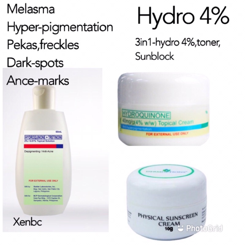 Hydroquinone cream 4 / Melasma /Pekas/ Dark spots /bleaching cream Set of 3 Shopee Philippines