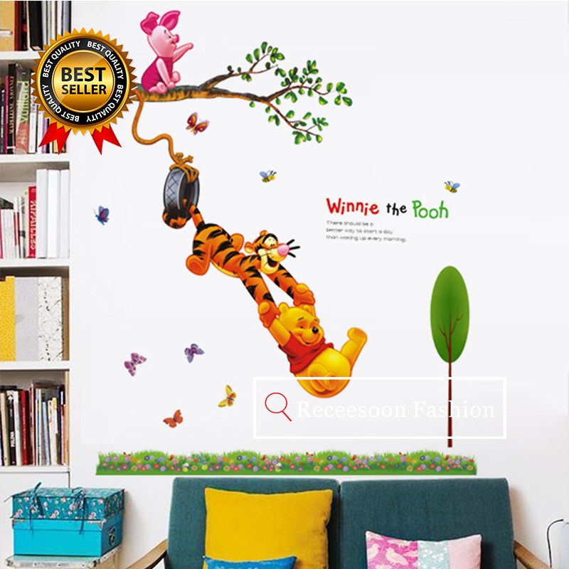 Winnie The Pooh Wall Stickers Kids Baby Room Wall Decor Wallpaper Shopee Philippines
