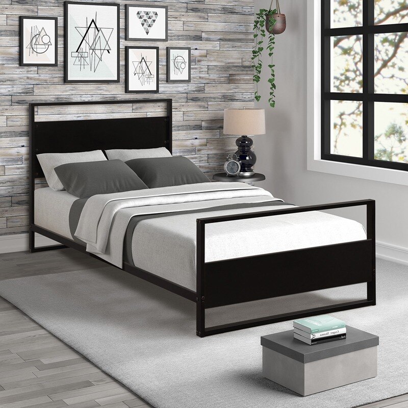 Wood Platform Bed Twin Frame With, Twin Bed Frame With Headboard And Footboard