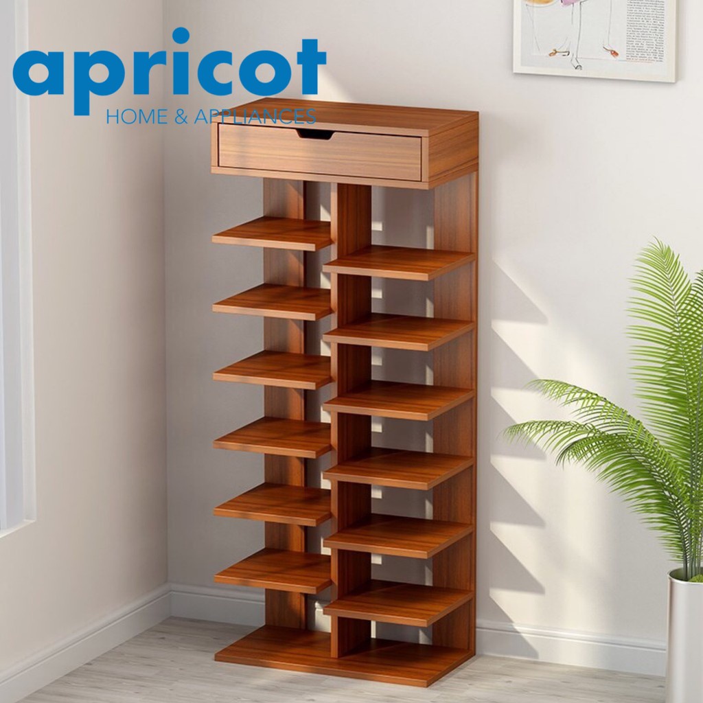 Shoe Rack Organizer With Cover Apricot Home Wood Wooden Shelf Shoe