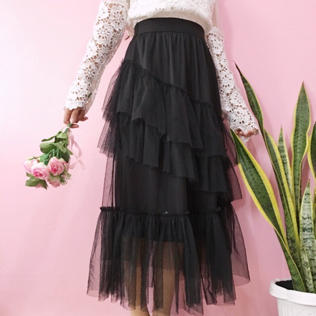 layered tulle maxi skirt