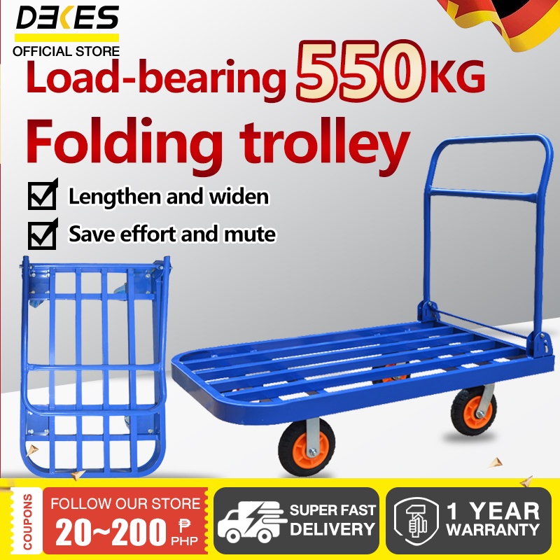 Trolley 550KG Foldable Trolley Rubber Wheel Ultra Quiet Trolley Towing