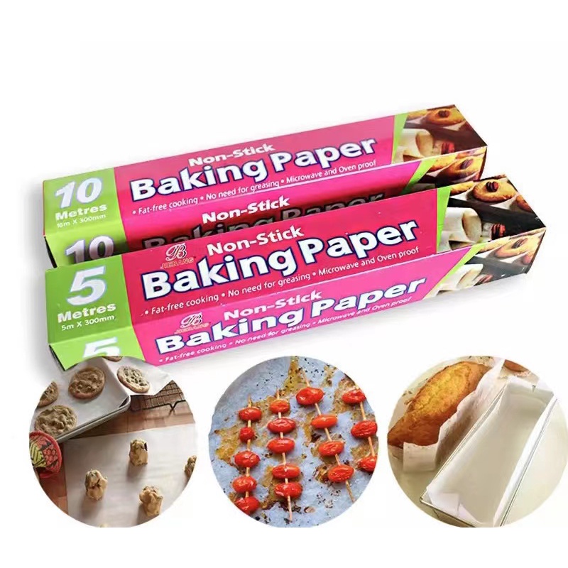 5 M / 10 M / 20 M Paper Roll Greaseproof Sheets Cooking Mats Non Stick Baking Paper Baking Tray Liner Cookie Parchment for Baking Pizzas Cookies 5 Metre 
