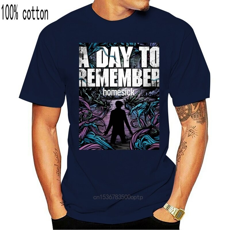 Cotton T-Shirt Casual Short Sleeve Printed A Day To Remember Homesick Black Summer Fashion For