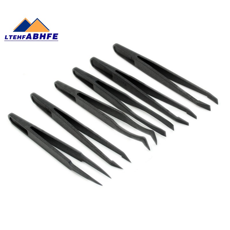 6PCS Precision Tweezer Set Plastic Anti Static Tool Kit Size 1/2/3/5/6 ...