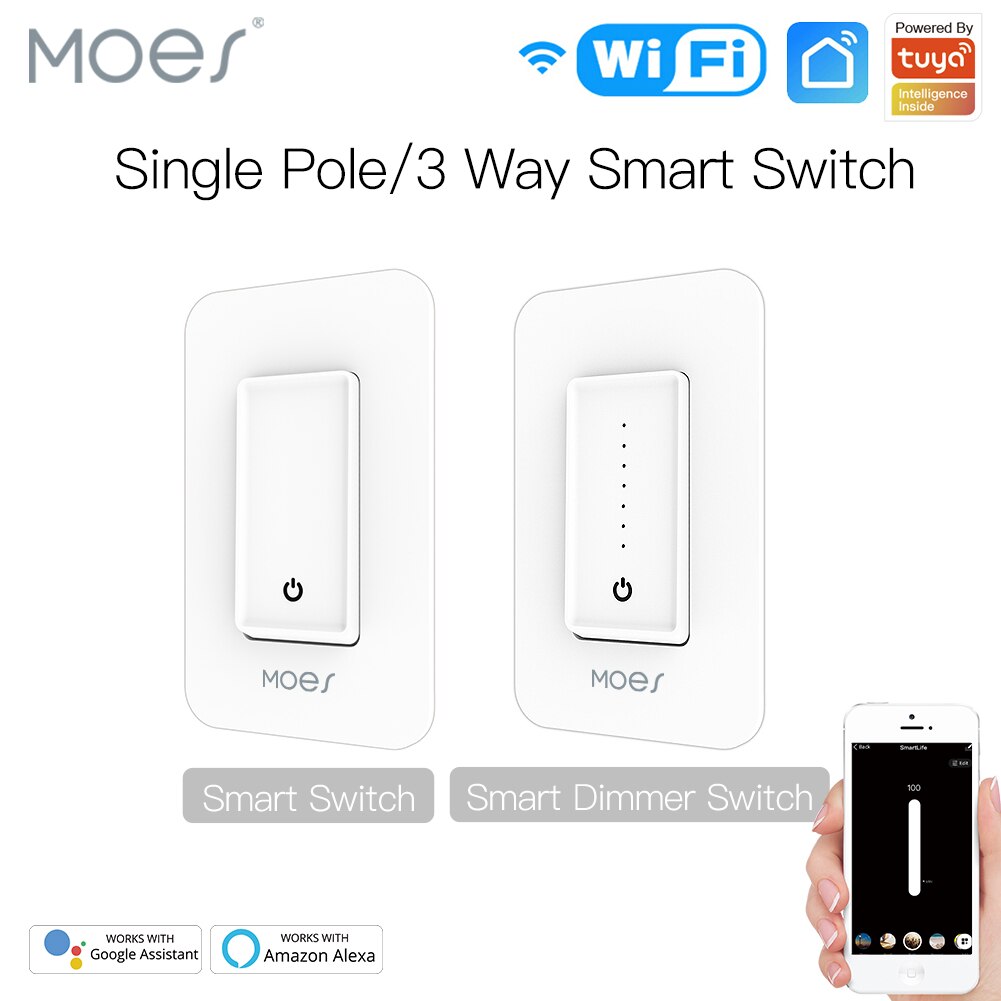 MOES Tuya WiFi Smart Dimmer Light Switch Voice Control with Alexa