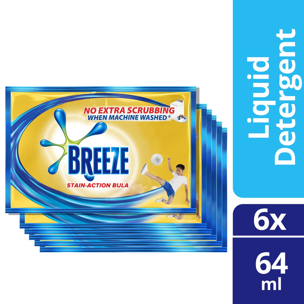 Breeze Liquid Detergent with StainAction Bula 64ML Sachet 6x Shopee