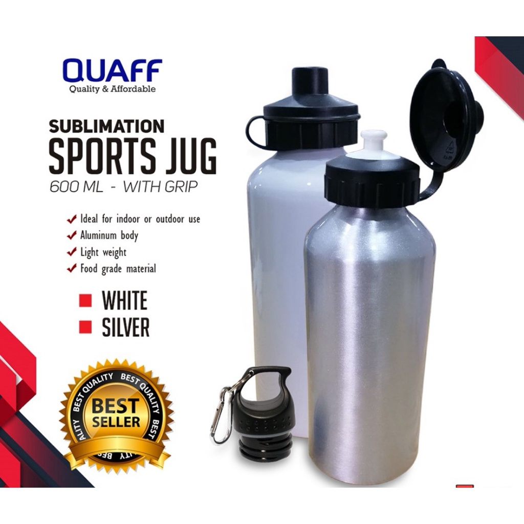 600ml QUAFF Sublimation Printable Sports Jug White / Silver Shopee