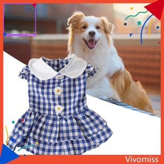 [VM] Cute Apparel Dog Dress Pet Plaid Skirt Small Dogs Clothing Sweat-absorbent for Female Dog