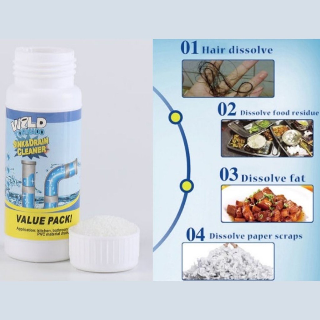 Wild TORNADO Toilet Pipe Cleaner / Anti Clogging / Sink Pipe Cleaner