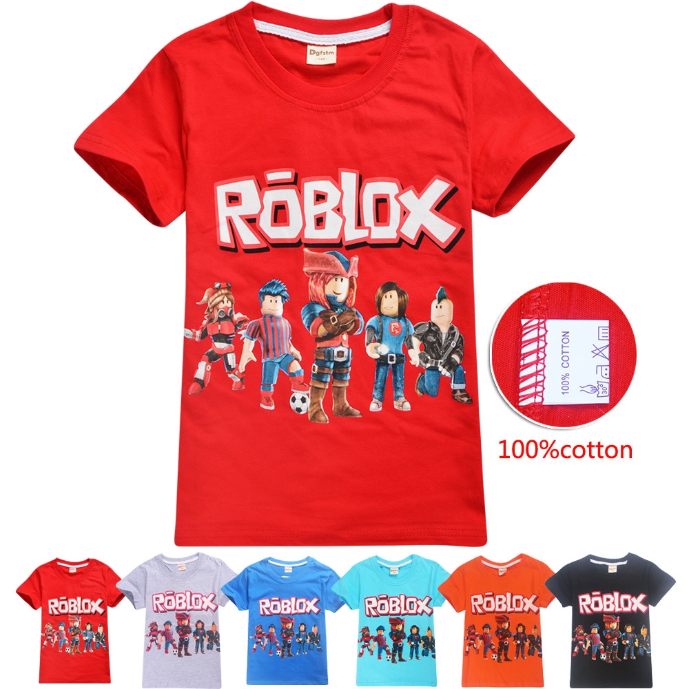 Ready Stocks Pure Cotton Roblox Kids T Shirts For Boys And Girls Tops Cartoon Tee Shirts 3 15y Shopee Philippines - pure white shirt roblox