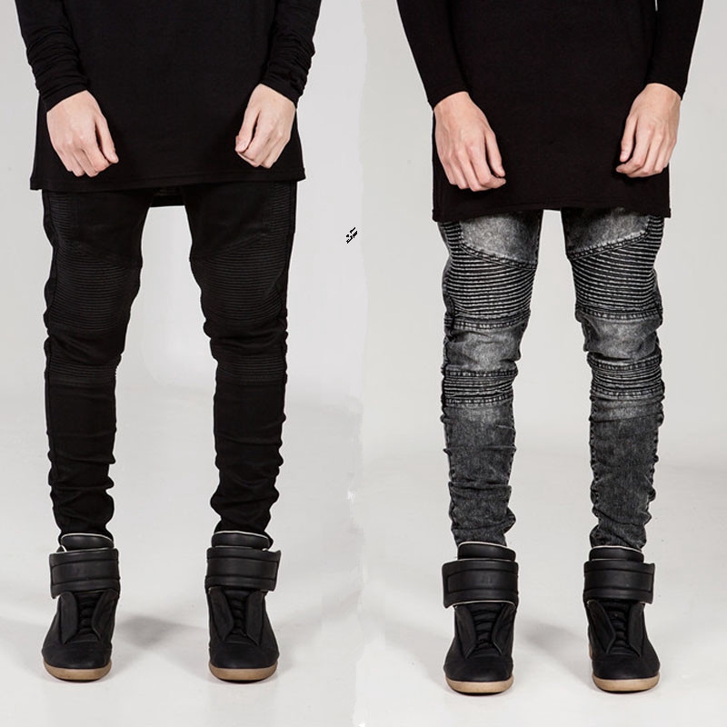 black biker denim jeans