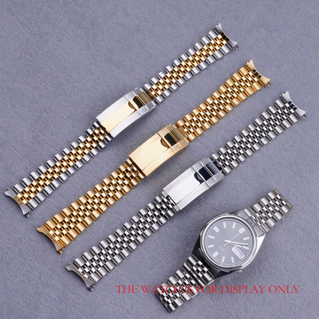 19mm Silver Gold Hollow Curved End Solid Screw Links Watch Band strap