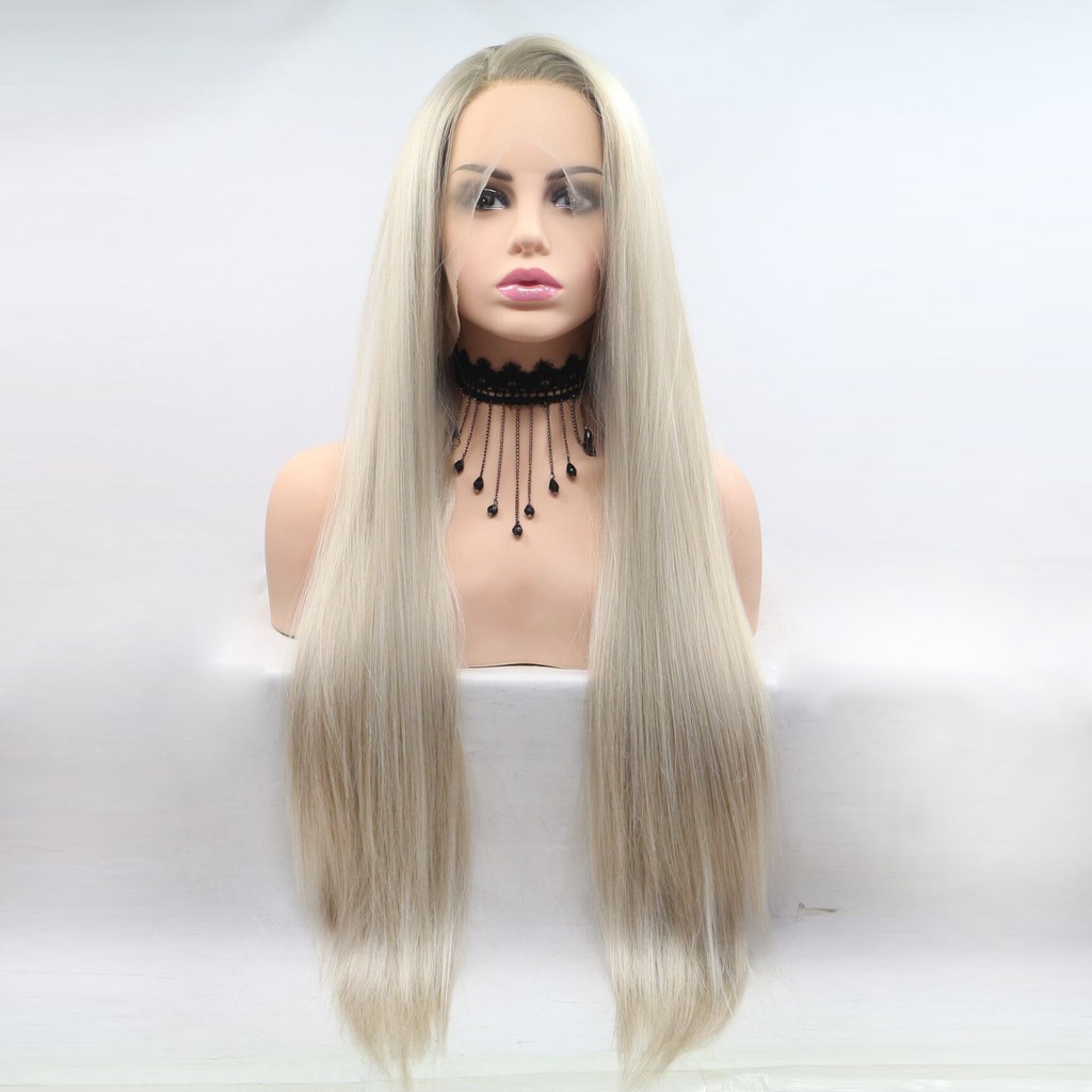 Women Long Blonde Lace Front Wig Natural Hair Straight Shopee