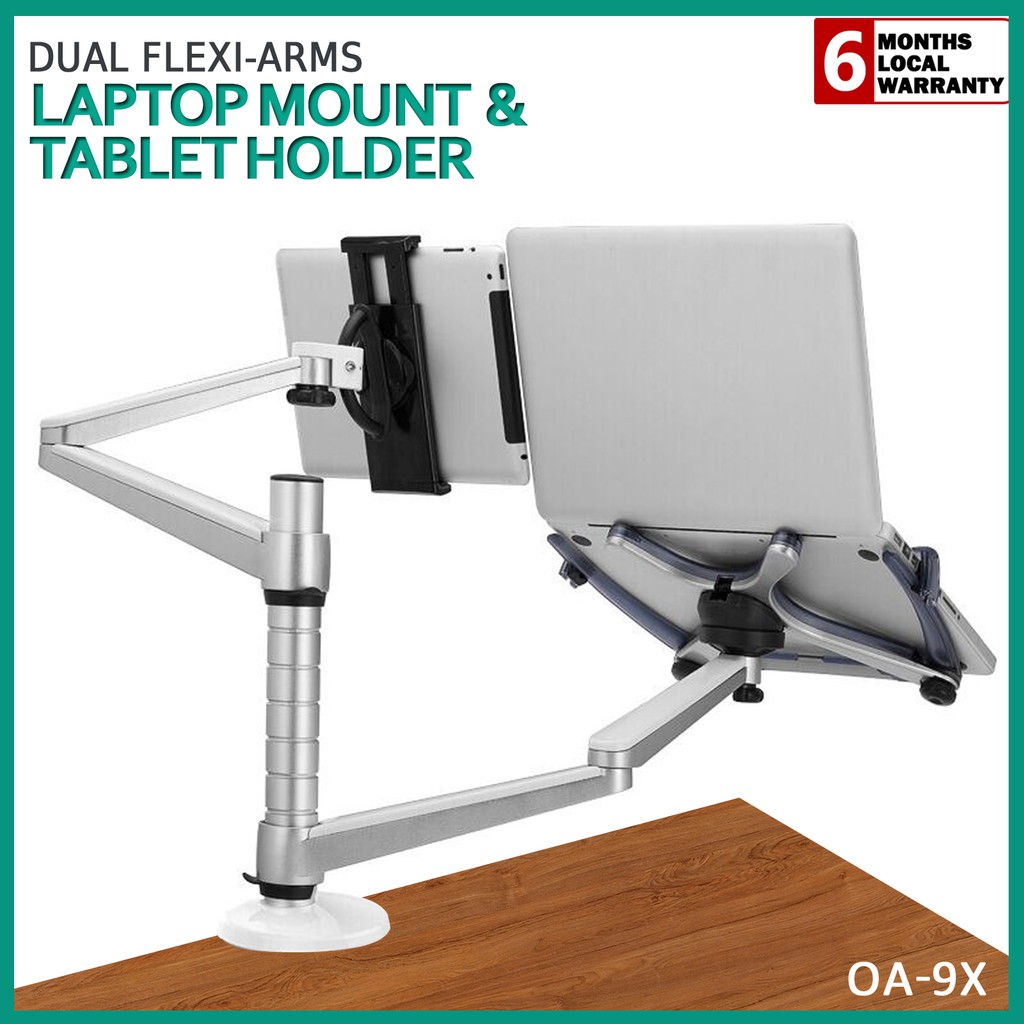 Oa 9x Dual Flexi Arm Aluminum Laptop And Desk Mount Laptop Stand And Tablet Holder Desktop Mount Shopee Philippines