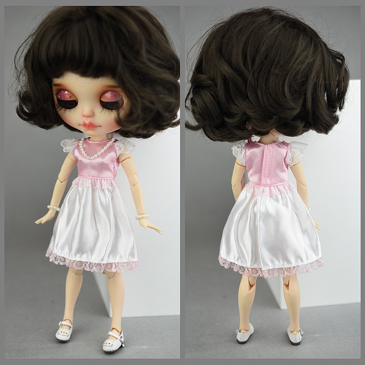Doll dress ~ Blythe Pink White Sweet dress 1PCS NEW