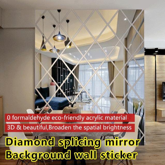 Rhombus Mirror Background Wall Sticker Shopee Philippines