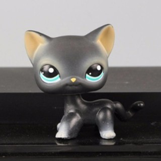 Original 1pc LPS cute toys Lovely Pet shop animal Black Cat Blue eyes Kitten little pet shop